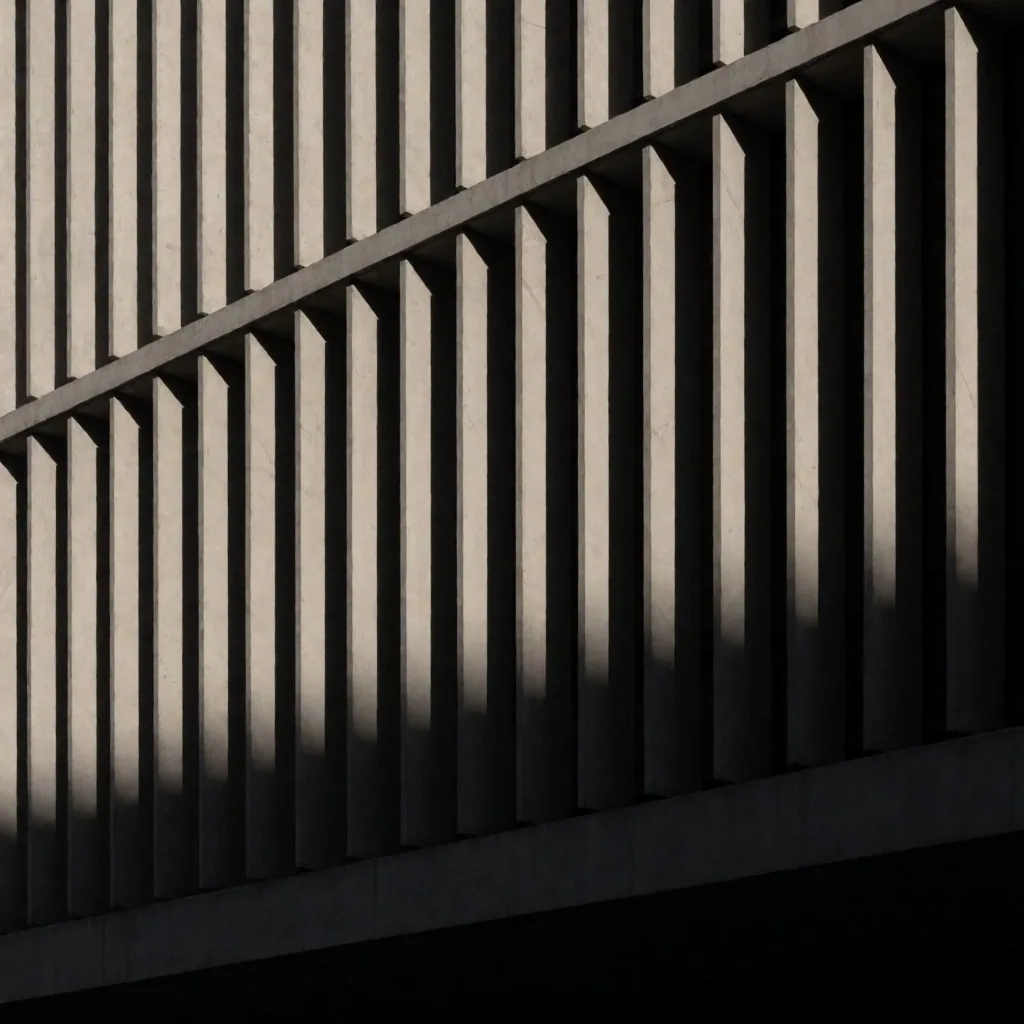 Arquitectura brutalista en Buenos Aires al crepúsculo