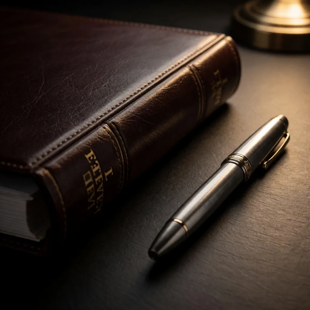 Documento legal argentino con pluma estilográfica sobre escritorio oscuro