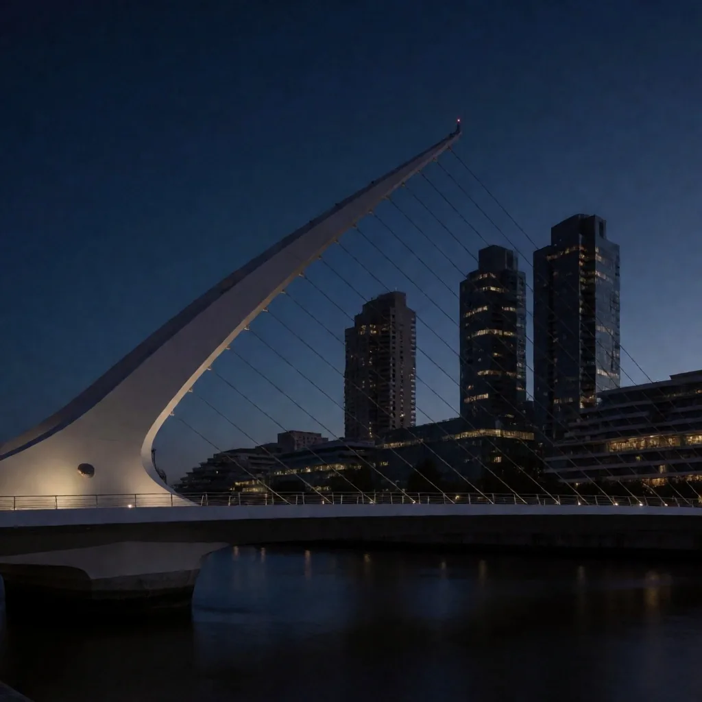 Panorámica de Puerto Madero al anochecer