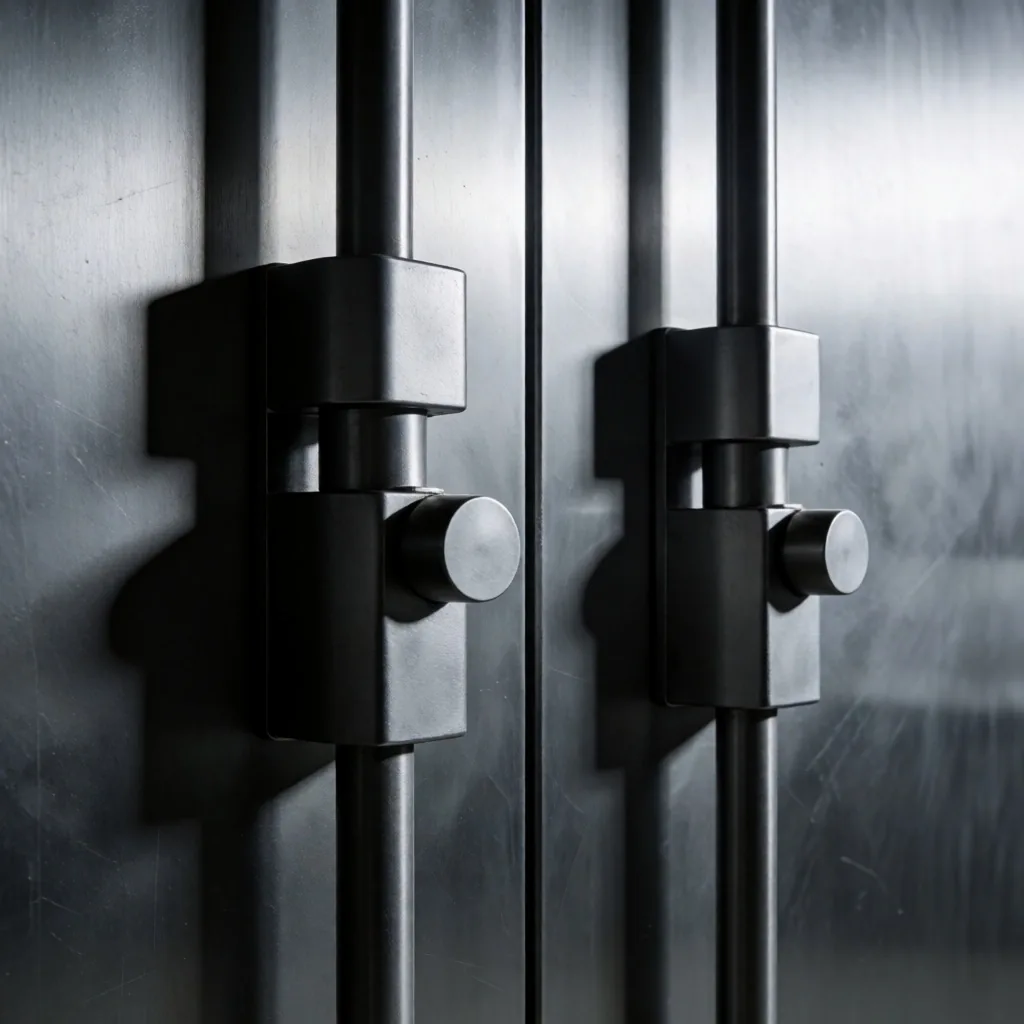 Puertas de bóveda de acero industrial con mecanismos de cierre